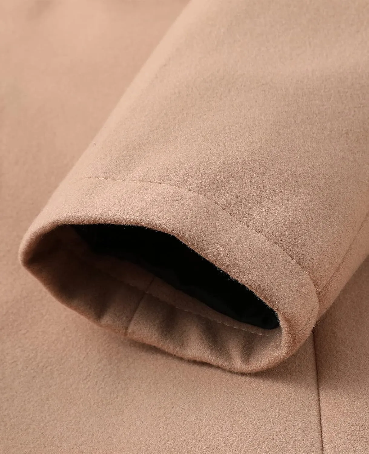 ThCreasa Mens Wool Blend Trench Coat Single Breasted Notch Lapel Walker Mid-Length Classic Pea Top Coat