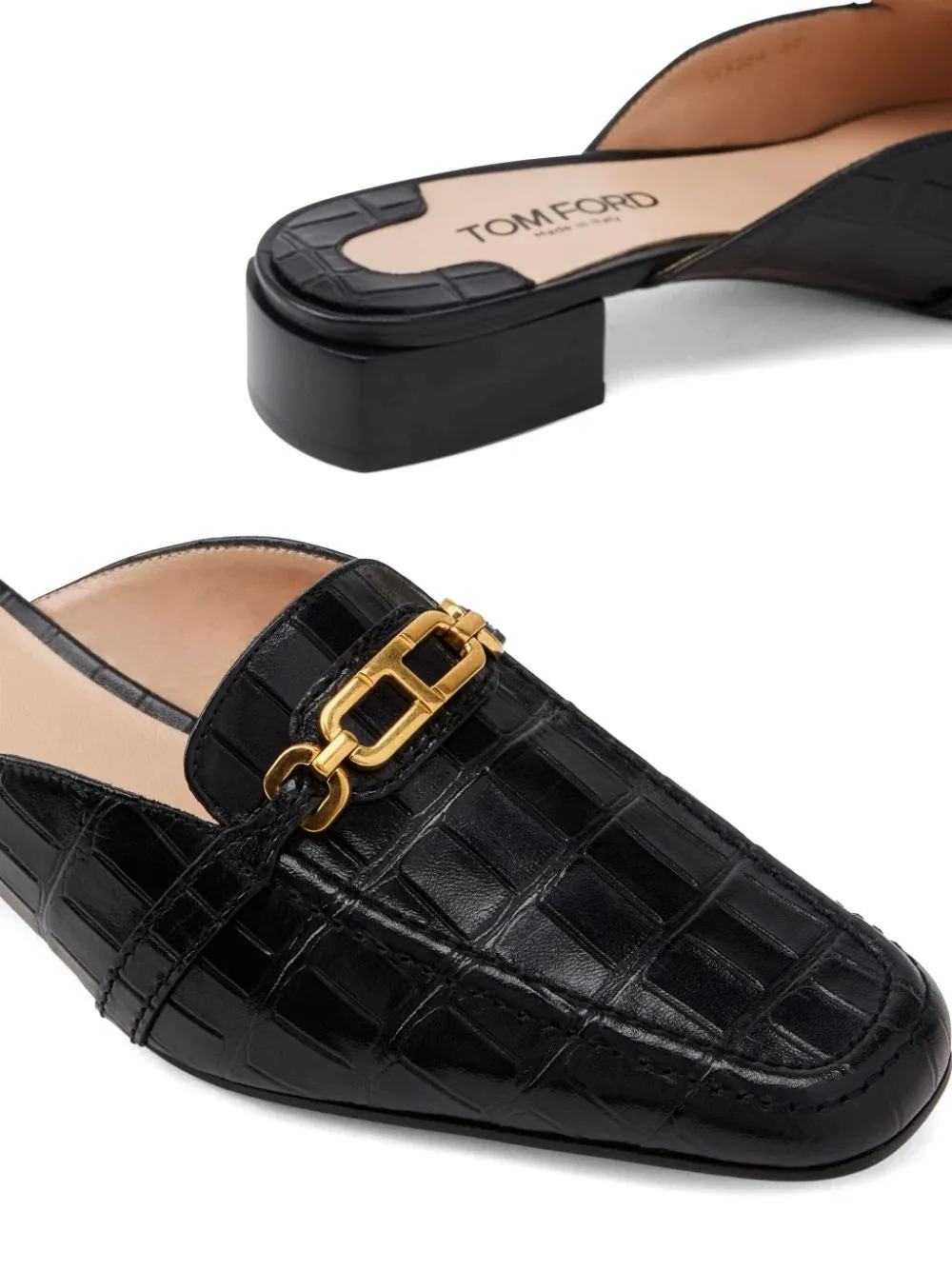 TOM FORD - Whitney crocodile-embossed leather mules