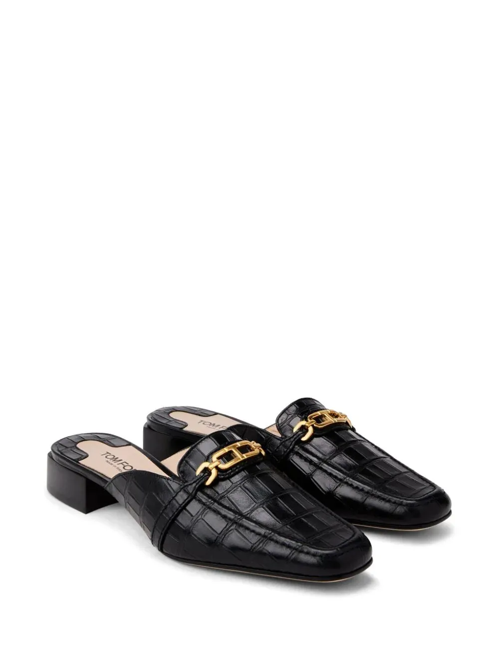 TOM FORD - Whitney crocodile-embossed leather mules
