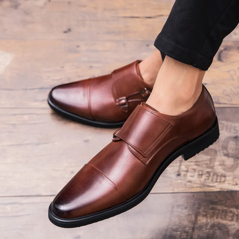 West Louis Double Monk Strap Oxford Leather Dress Shoes