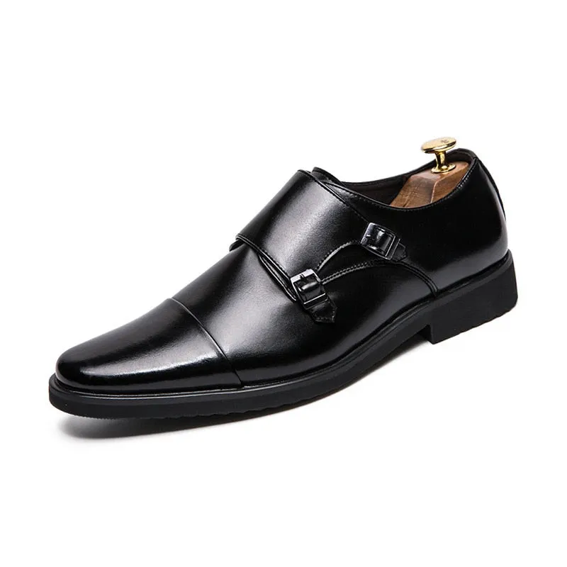 West Louis Double Monk Strap Oxford Leather Dress Shoes