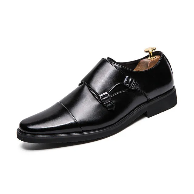 West Louis Double Monk Strap Oxford Leather Dress Shoes