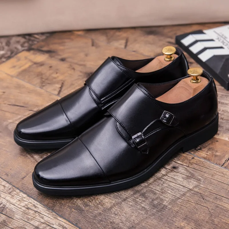 West Louis Double Monk Strap Oxford Leather Dress Shoes
