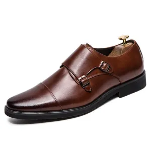 West Louis Double Monk Strap Oxford Leather Dress Shoes