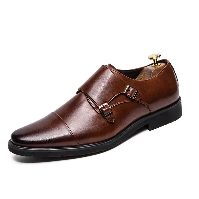 West Louis Double Monk Strap Oxford Leather Dress Shoes