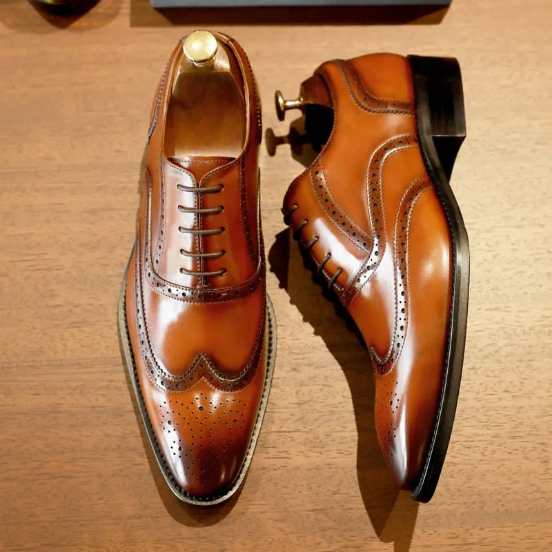 West Louis Formal Genuine Leather Business-Men Brogue Oxford Shoes