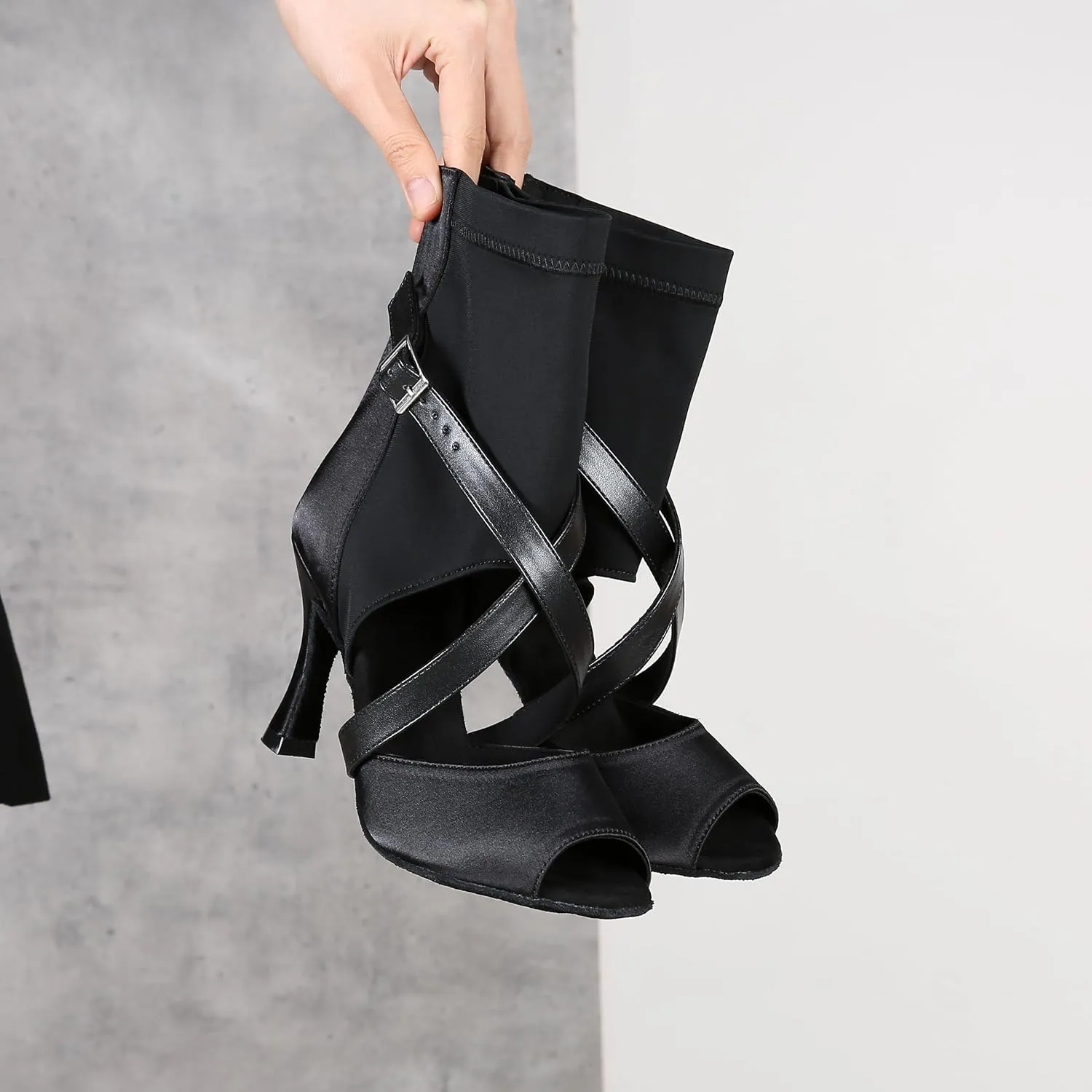 YYTing Ballroom Dance Shoes Women Salsa Latin Boots Dancer Comfortable 3.5 inch Heel Footwear YT309